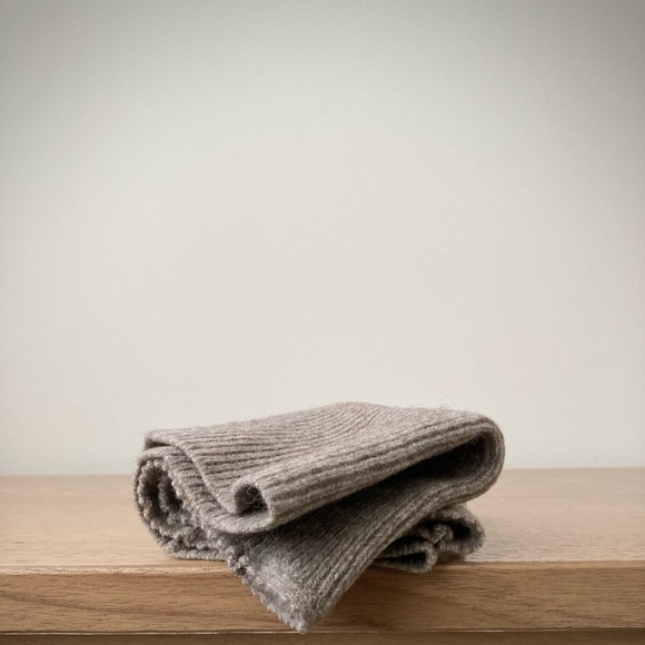 joodito 100% wool mini ribbed tube scarf high cowl collar shawl beige camel tan - Picture 4 of 8